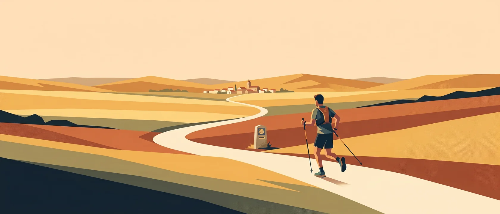 Illustrated landscape for Camino de Santiago