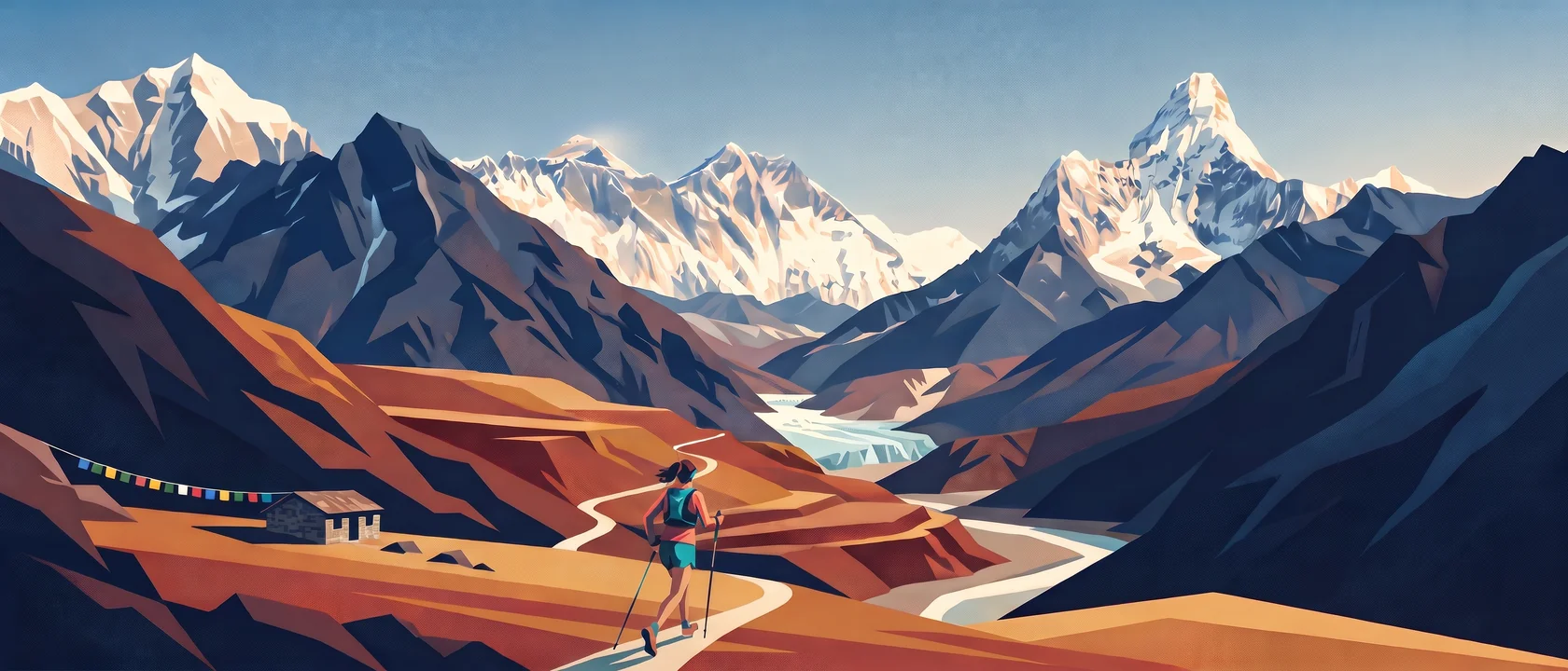 Illustrated landscape for Everest Base Camp