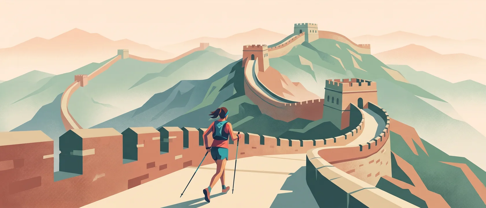 Illustrated landscape for Great Wall of China