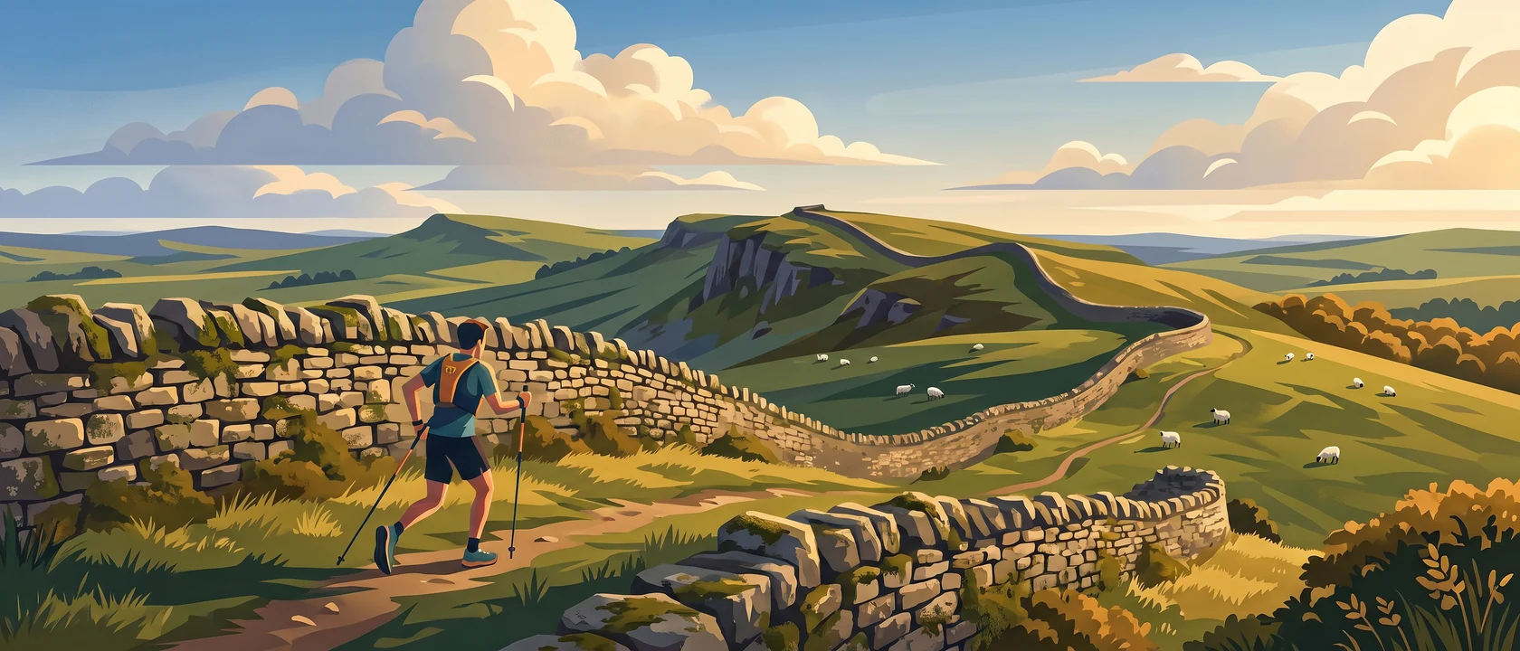 Illustrated landscape for Hadrian’s Wall Path