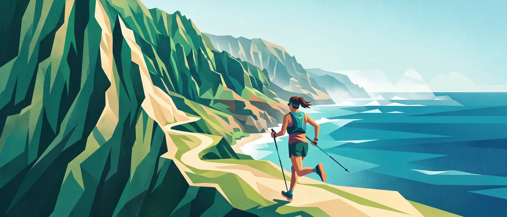 Illustrated landscape for Kalalau Trail (Round Trip)