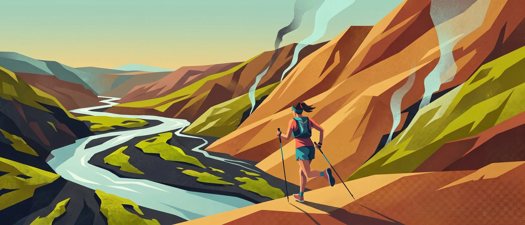 Illustrated landscape for Laugavegur