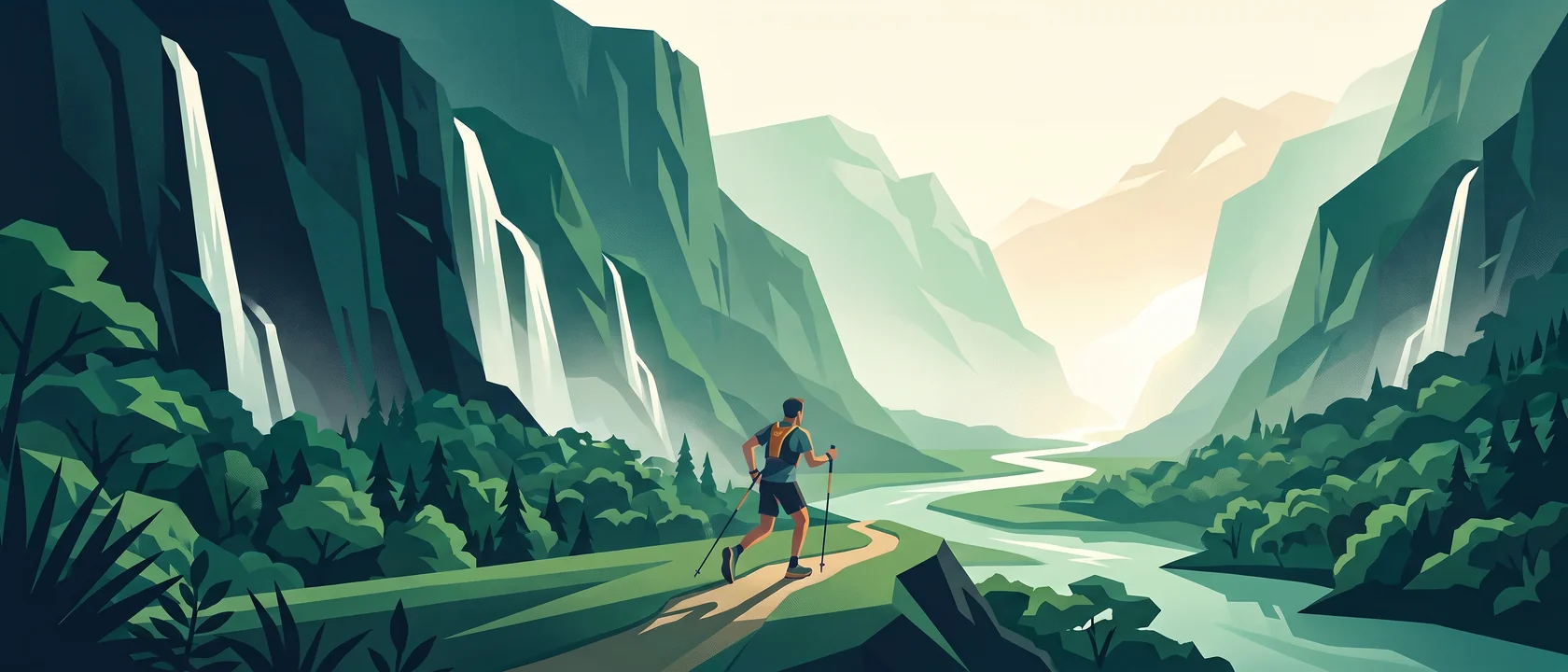 Illustrated landscape for Milford Track
