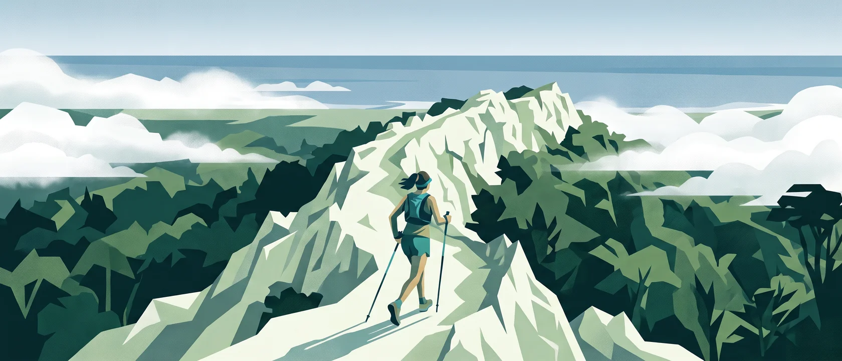 Illustrated landscape for Paparoa Track