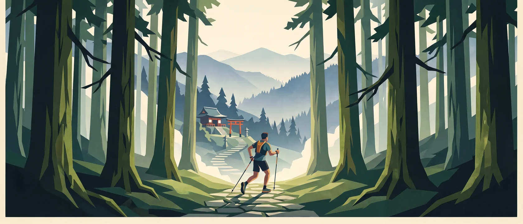 Illustrated landscape for Shikoku Henro