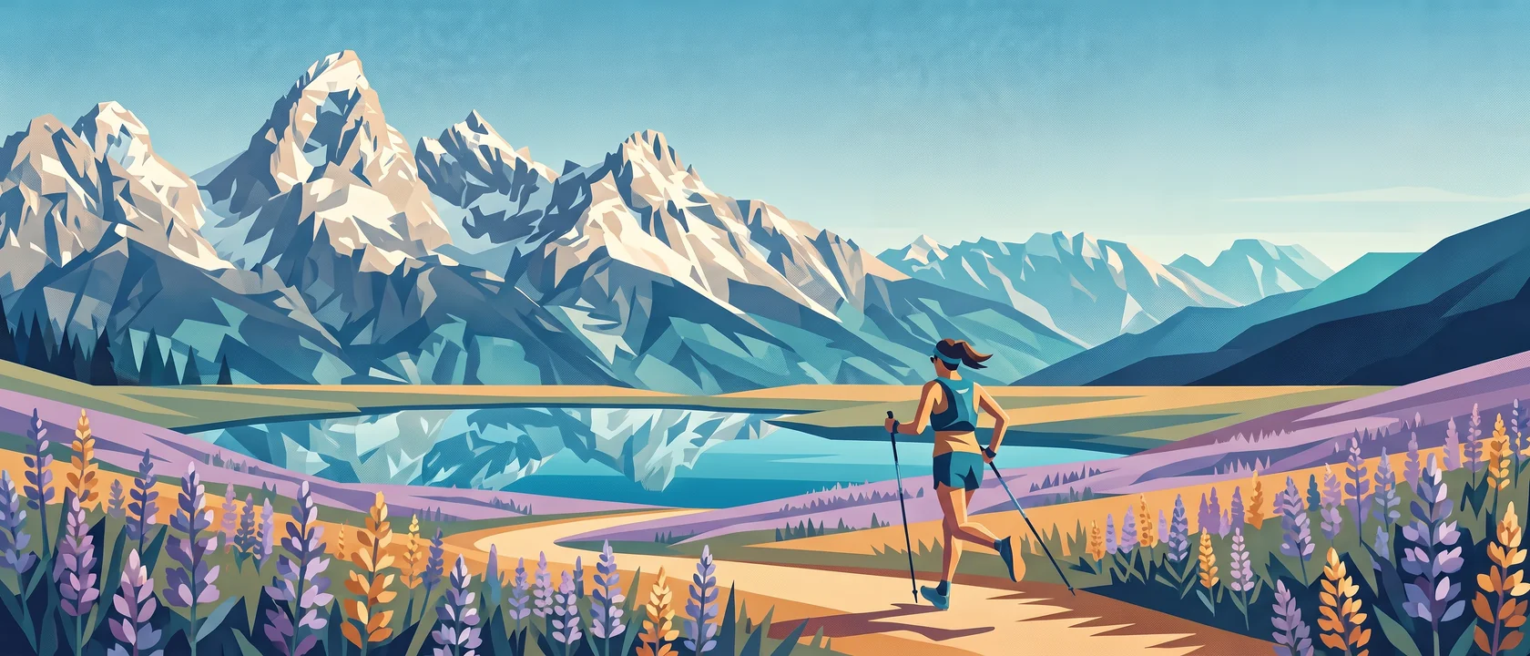 Illustrated landscape for Teton Crest Trail