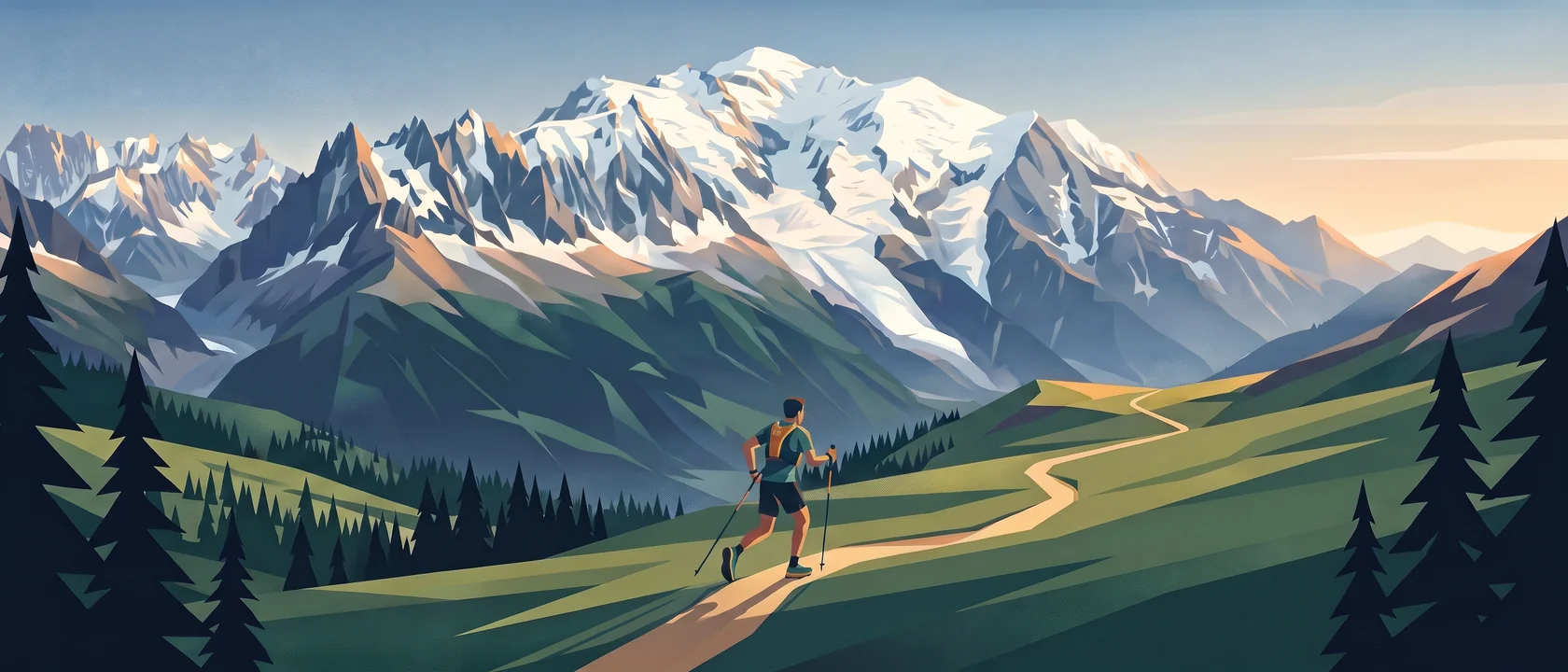 Illustrated landscape for Tour du Mont Blanc