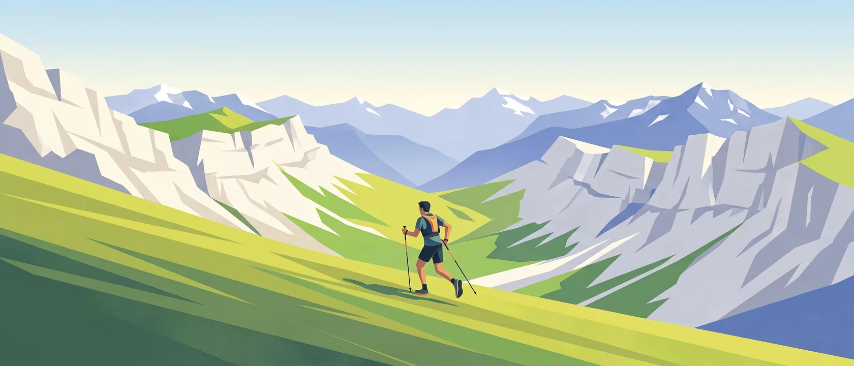 Illustrated landscape for Via Alpina Red Trail