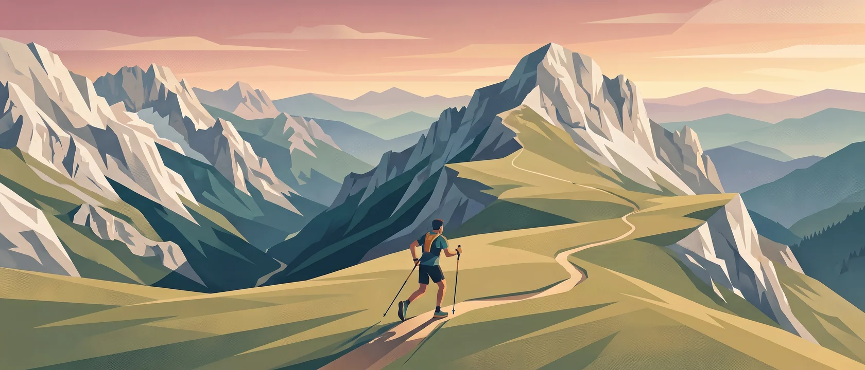 Illustrated landscape for Via Dinarica White Trail