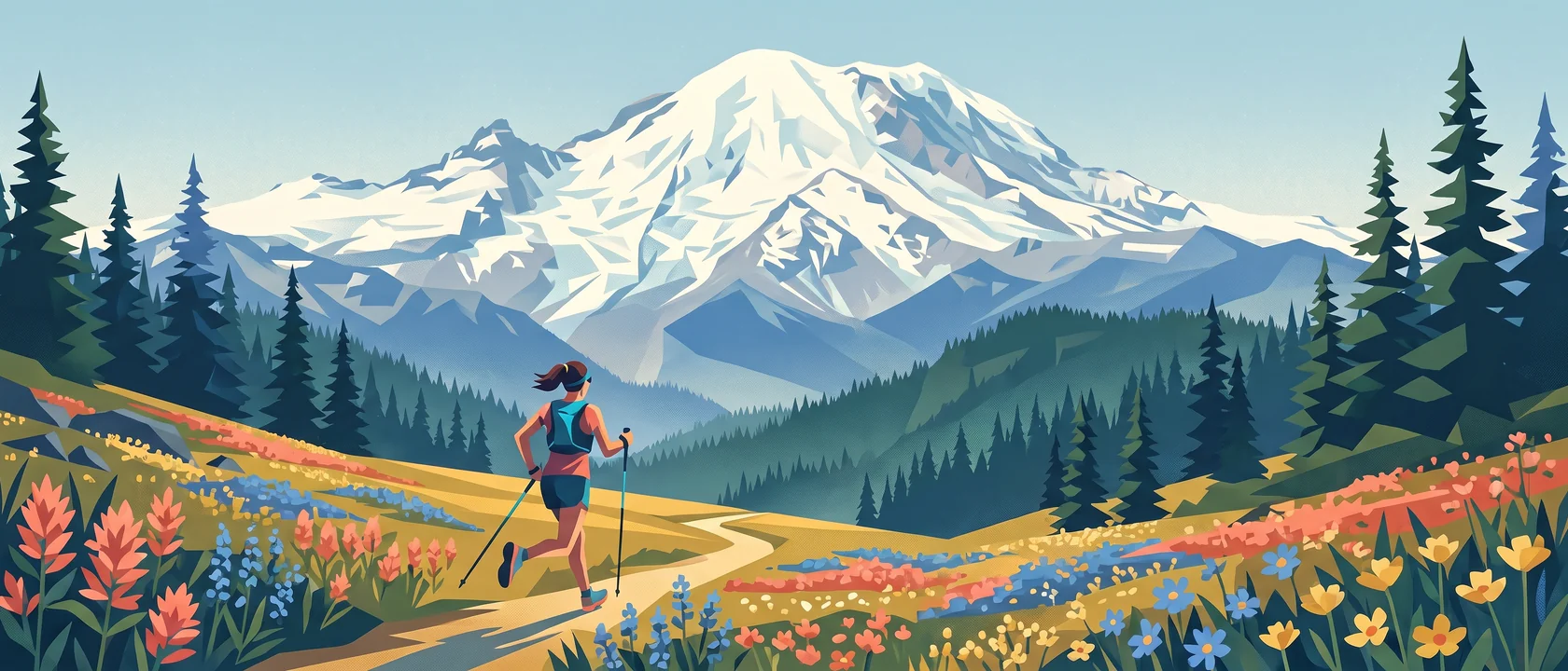 Illustrated landscape for Wonderland Trail